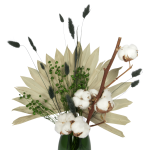 Set von Trockenblumen für Vase - Baumwolle, Palmblatt, Lagurus, Flachs