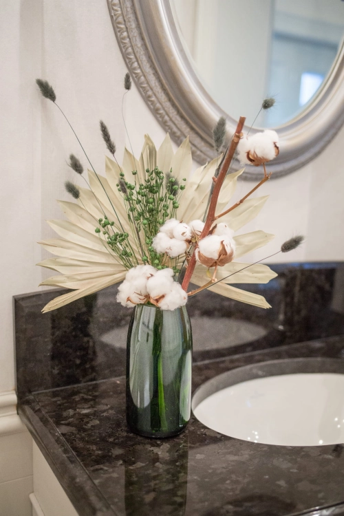 Set von Trockenblumen für Vase - Baumwolle, Palmblatt, Lagurus, Flachs