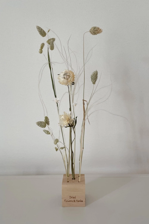 Set von natürlich Trockenblumen + Holzständer, klein