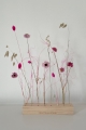 Set von rosa Trockenblumen + Holzständer, groß