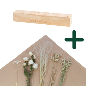 Set von natürlich Trockenblumen + Holzständer, groß