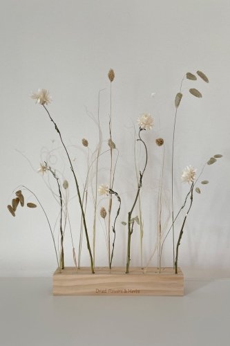 Set von natürlich Trockenblumen + Holzständer, groß