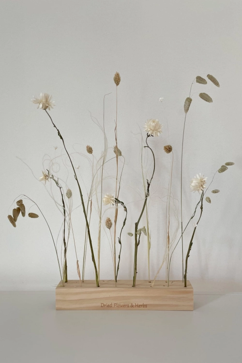 Set von natürlich Trockenblumen + Holzständer, groß