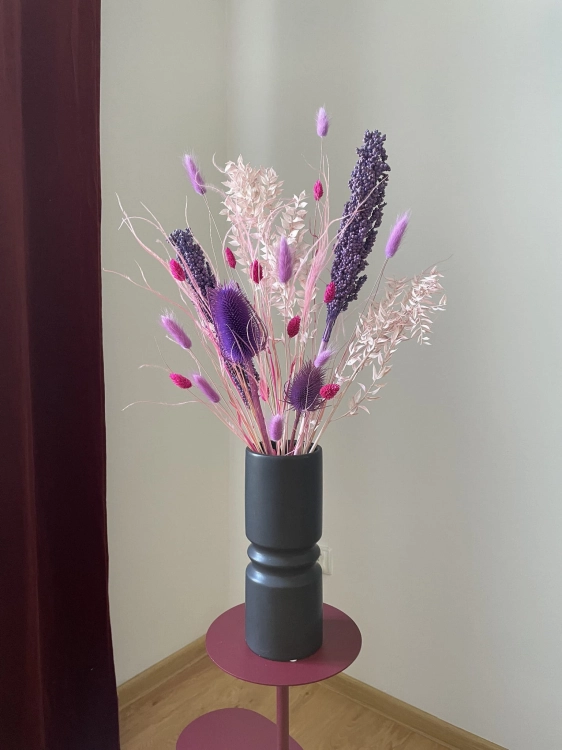 Set von Trockenblumen für Vase - Ruscus, Sorghum, Distel, Phalaris, Lagurus, Stipa