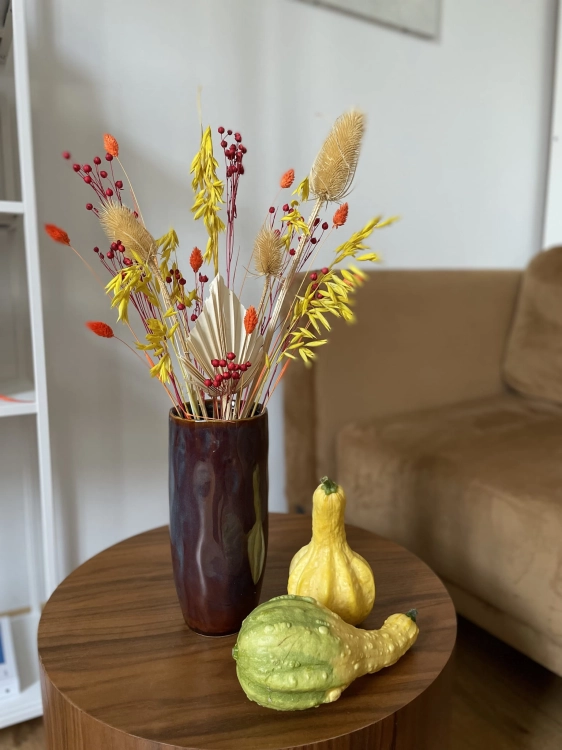 Set von Trockenblumen für Vase - Distel, Flachs, Phalaris, Hafer, Palmblatt