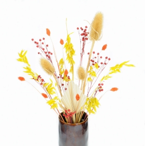 Set von Trockenblumen für Vase - Distel, Flachs, Phalaris, Hafer, Palmblatt