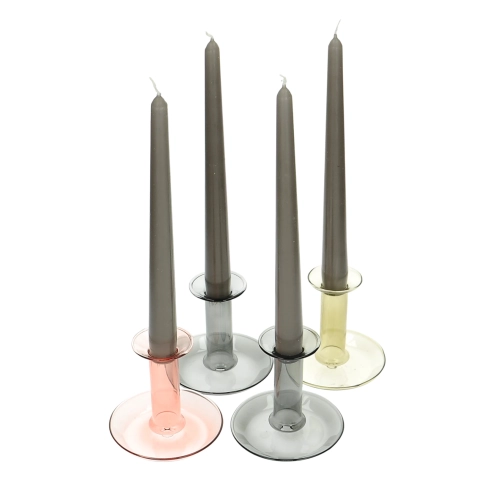 Graue Tischkerzen - 4er-Set