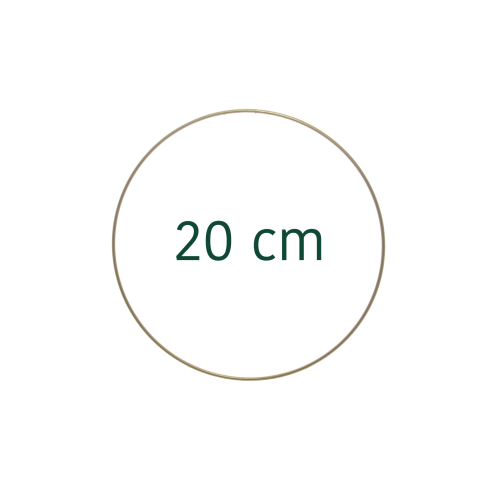 Złota, metalowa obręcz (koło, baza) do wianka, makramy 20 cm