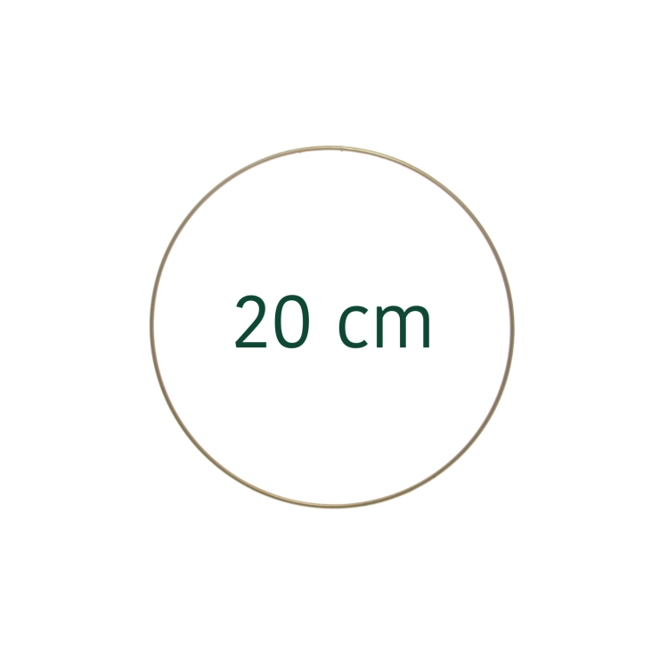 Złota, metalowa obręcz (koło, baza) do wianka, makramy 20 cm