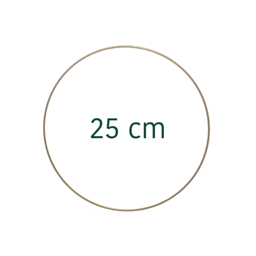 Złota, metalowa obręcz (koło, baza) do wianka, makramy 25 cm