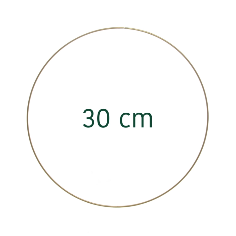 Złota, metalowa obręcz (koło, baza) do wianka, makramy 30 cm