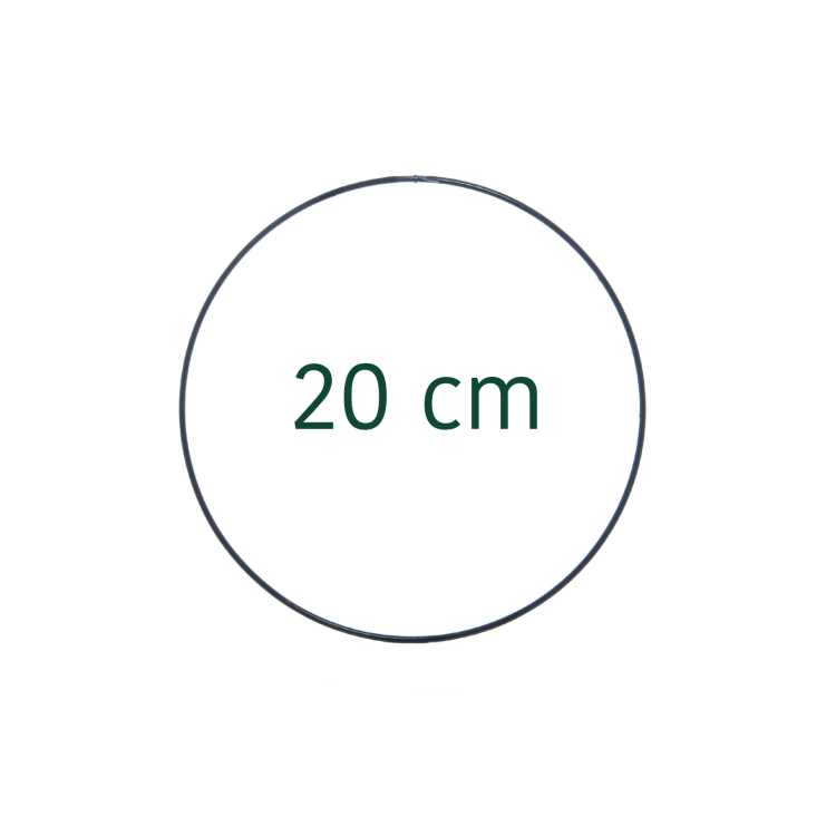 Czarna, metalowa obręcz (koło, baza) do wianka, makramy 20 cm