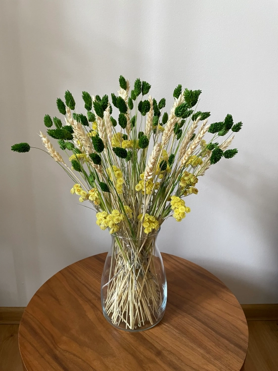 Set von Trockenblumen für Vase - Phalaris, Strohblumen, Weizen