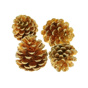 Golden cones for decoration - 4 pcs.