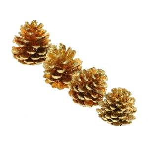 Golden cones for decoration - 4 pcs.