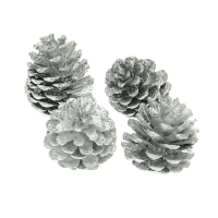 Silver cones for decoration - 4 pcs