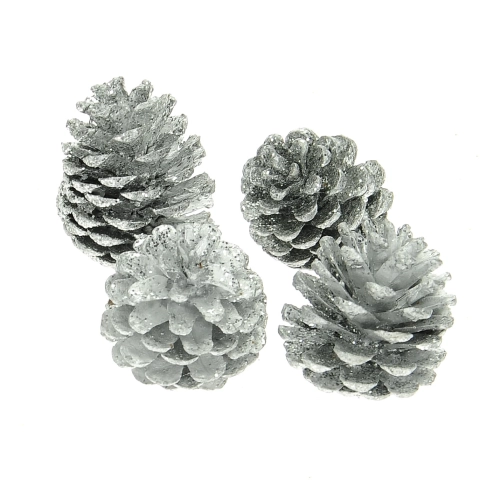 Silver cones for decoration - 4 pcs.