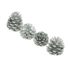 Silver cones for decoration - 4 pcs.