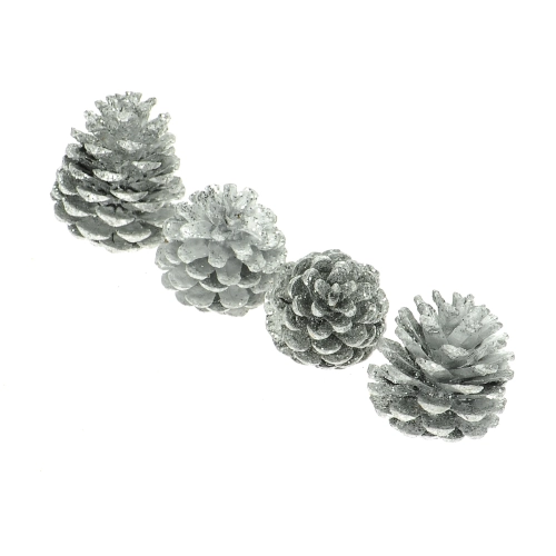 Silver cones for decoration - 4 pcs.