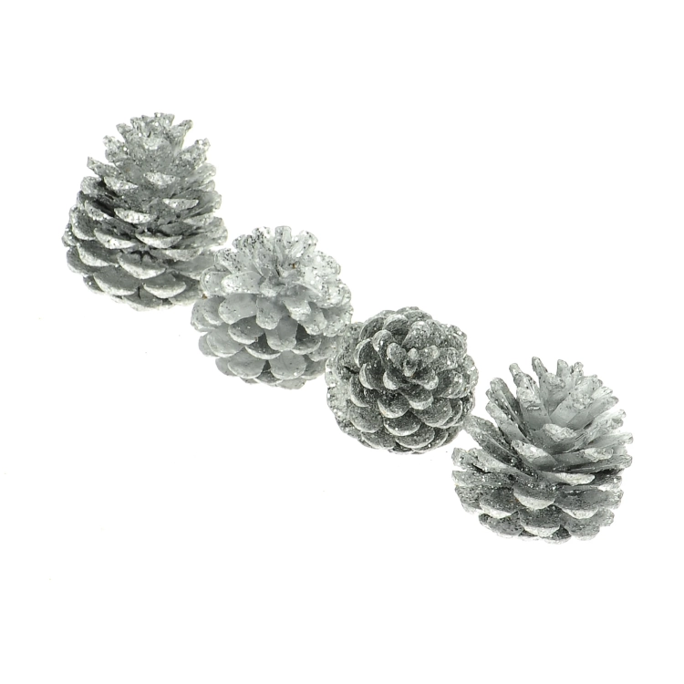 Silver cones for decoration - 4 pcs.
