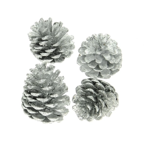 Silberne Kegel zur Dekoration - 4 Stück