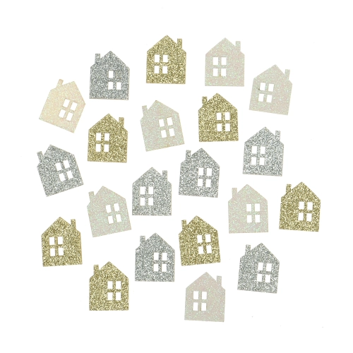 Glitzerhäuser für die Dekoration - 21 Stück