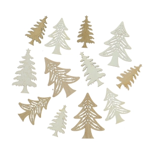 Wooden Christmas trees for decoration - 12 pcs