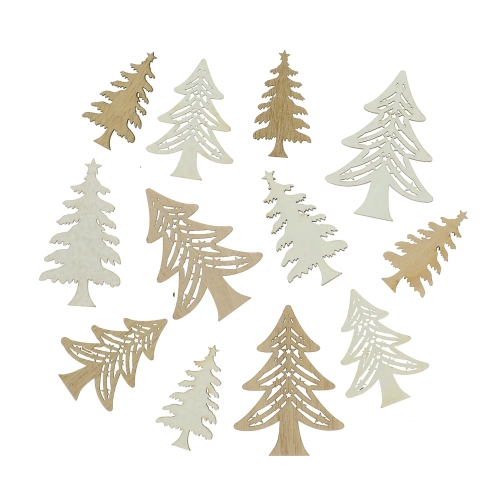 Wooden Christmas trees for decoration - 12 pcs