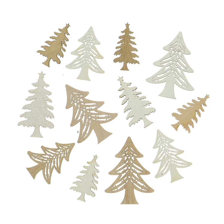 Wooden Christmas trees for decoration - 12 pcs