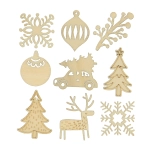 Wooden Christmas shapes for decoration - 9 pcs