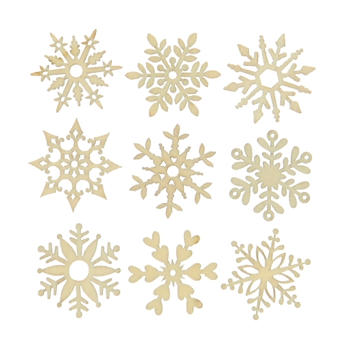 Schneeflocken aus Holz für die Dekoration - 9 Stück