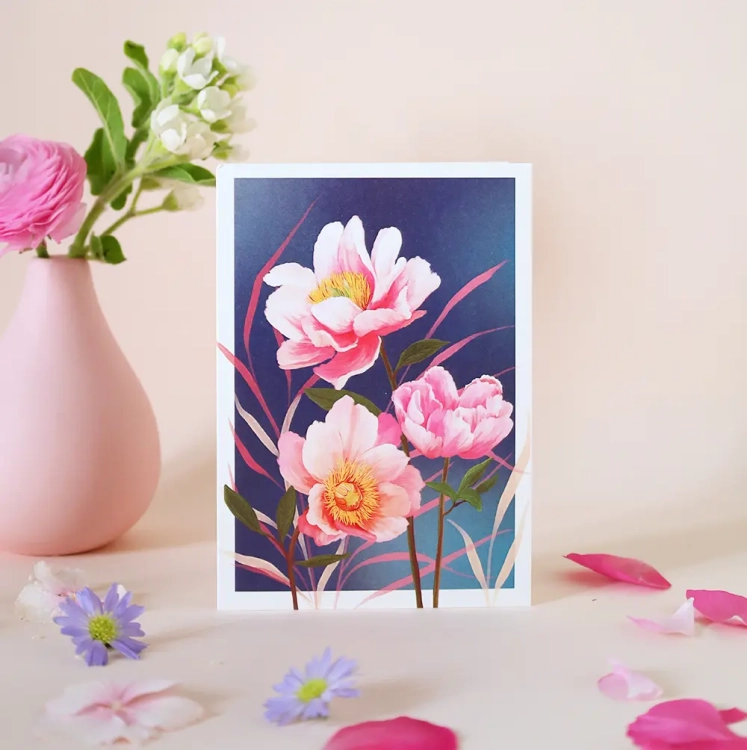 Greeting card "Night Peonies"