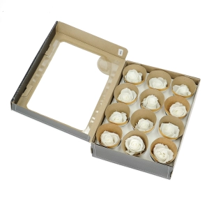 Everlasting roses (preserved) white - small - set 12 pcs