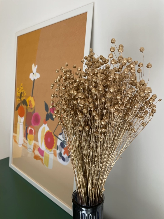 Dried golden Linum (Flax) - bunch - dried flowers