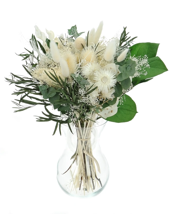 Dried flowers bouquet - white, standard
