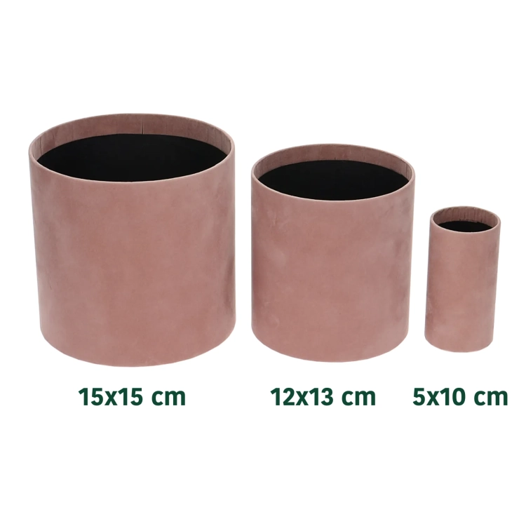 Velour flower box - dusty pink - 15x15 cm
