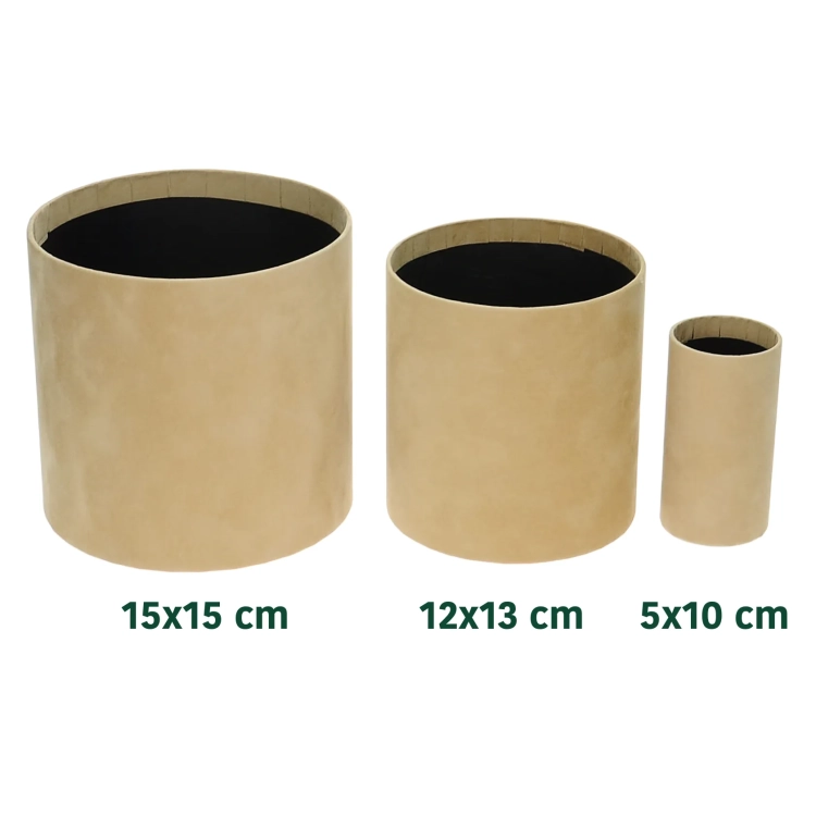 Velour flower box - beige - 15x15 cm