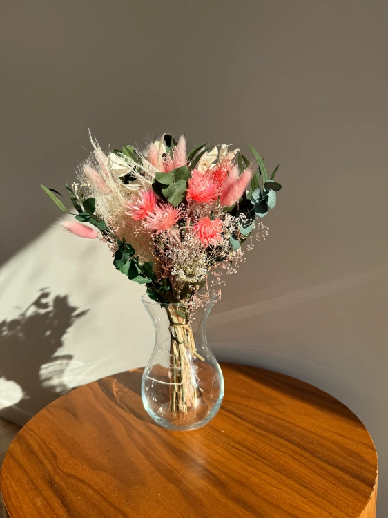 Dried flowers bouquet - pink, standard