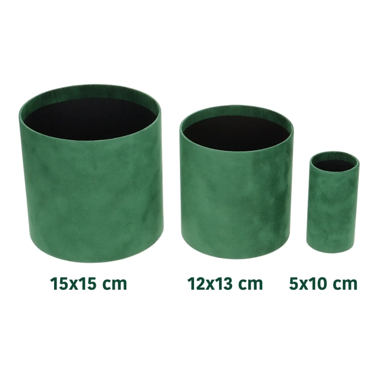 Velour flower box - green - 5x10 cm