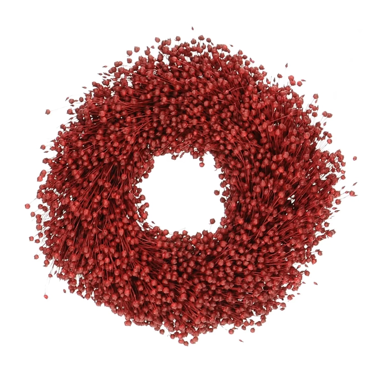 Dried linen wreath - red - 30 cm