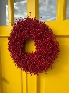 Dried linen wreath - red - 30 cm