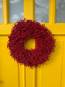 Dried linen wreath - red - 30 cm