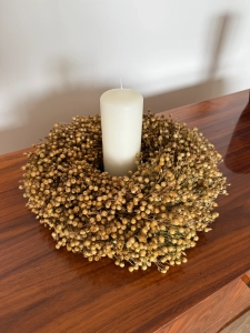 Dried linen wreath - natural - 30 cm