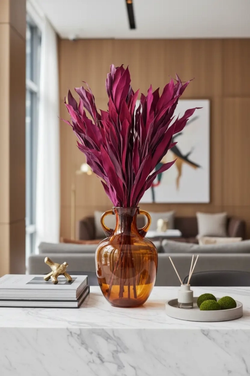 Dried decorative fuchsia leaves - 5 pieces