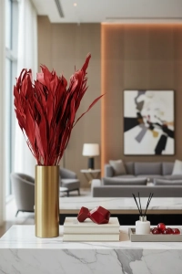 Dried decorative red leaves - 5 pieces