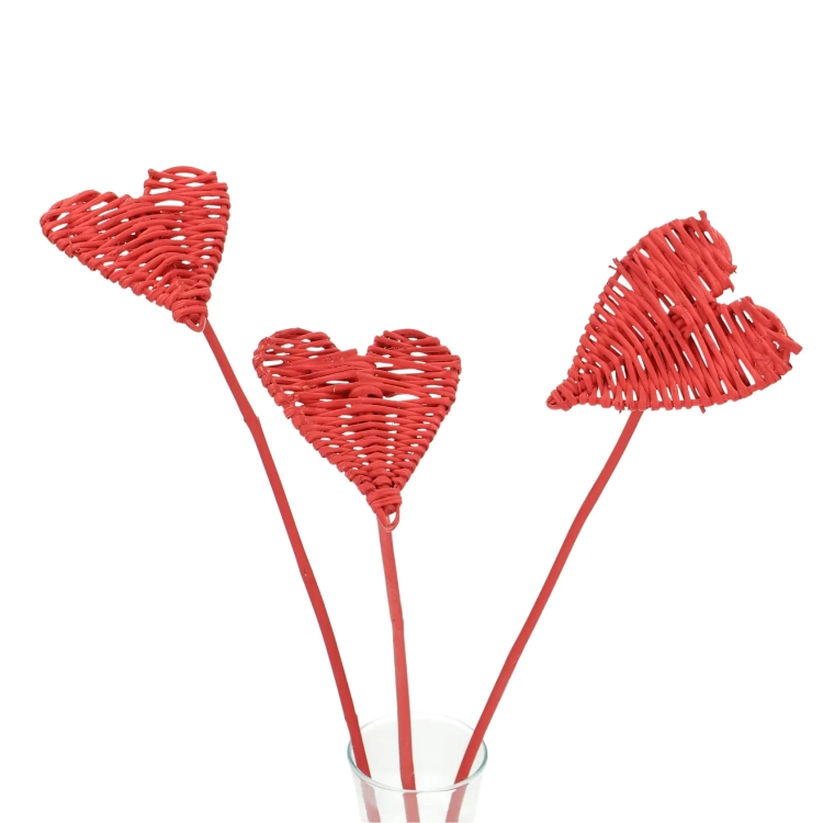 Decorative heart on a stick - red