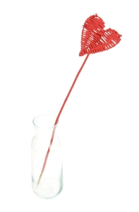 Decorative heart on a stick - red