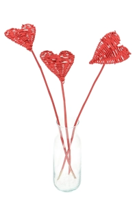 Decorative heart on a stick - red