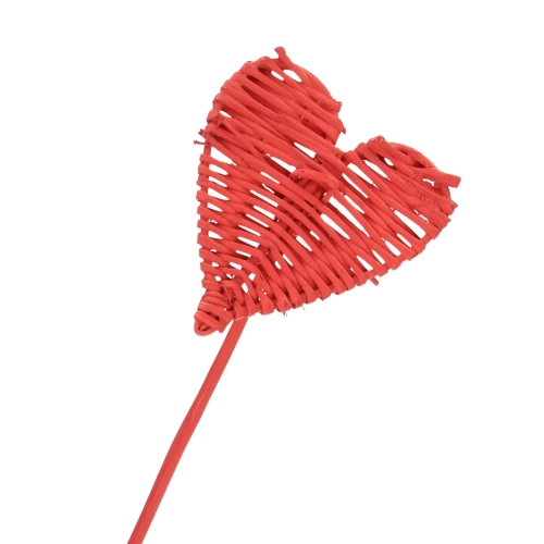 Decorative heart on a stick - red