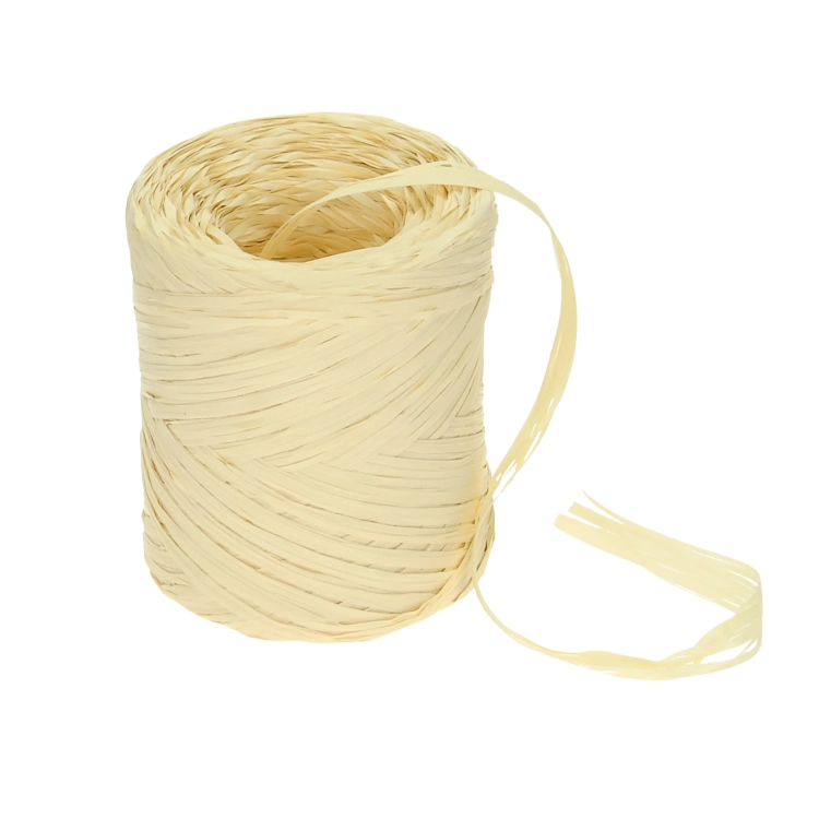 Synthetic floral raphia - cream, 200 m